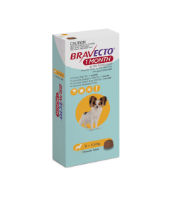 Bravecto 1 Month Very Small Dogs 4.4 - 9.9lbs Yellow 1 Pack