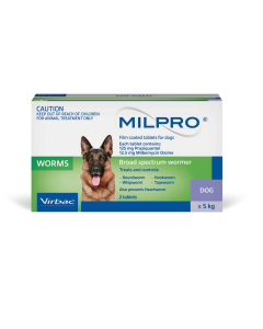 Milpro Broad Spectrum Allwormer Dog 5kg - 25kg 2 Tablets