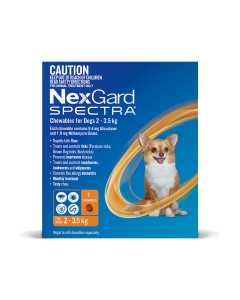 NexGard Spectra Dog Very Small 4.4 - 7.7lbs Orange