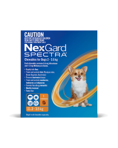 NexGard Spectra Dog Very Small 4.4 - 7.7lbs Orange