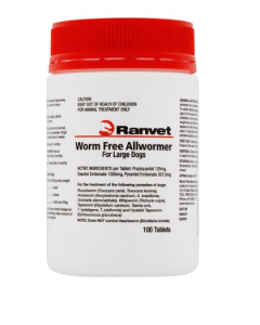 Ranvet Allwormer Dog Large 55lbs Tablets