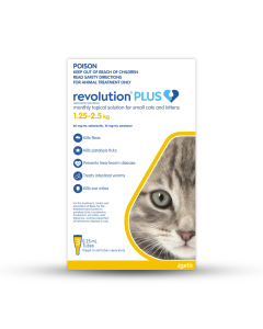 Revolution Plus Cat & Kitten Small 2.8 - 5.5lbs Yellow 3 Pack
