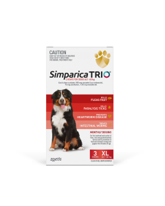 Simparica Trio Dog Extra Large 40.1 - 60kg Red