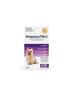 Simparica Trio Dog Extra Small 5.6 - 11lbs Purple 3 Pack