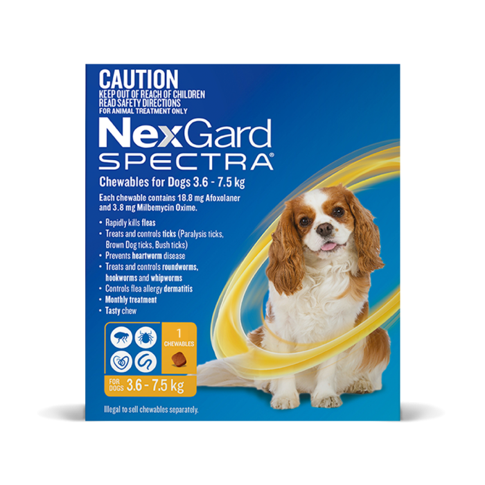 NexGard Spectra Dog Small 7.8 - 16.5lbs Yellow CanadaVet