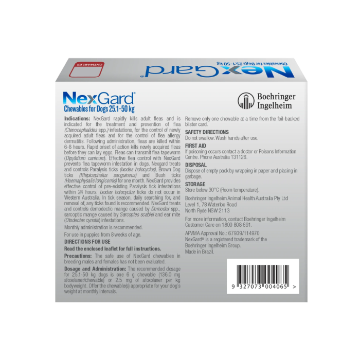 NexGard Chewables Dog Large 60.1 - 121lbs Red