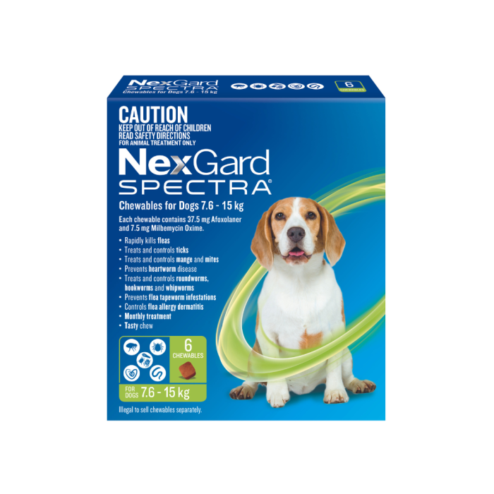NexGard Spectra Dog Medium 16.6 33lbs Green CanadaVet