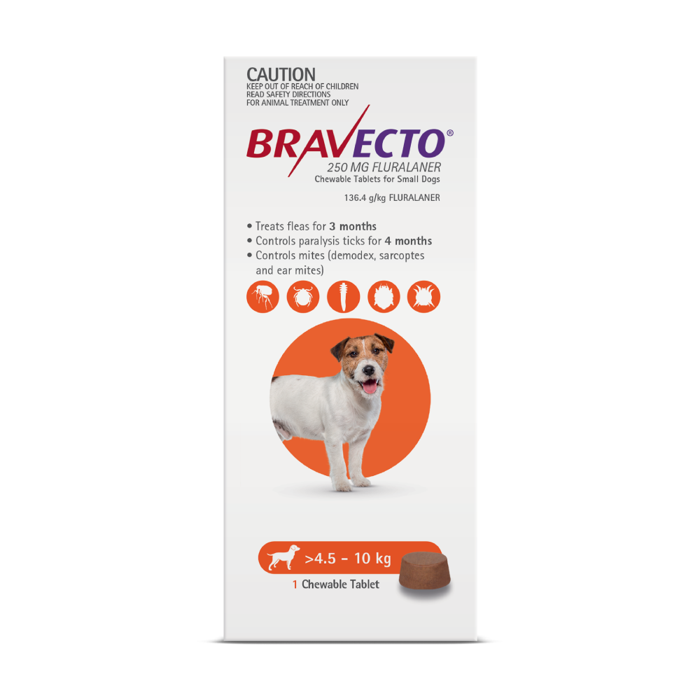 Bravecto Chewables Dog Small 9.9 22lbs Orange CanadaVet